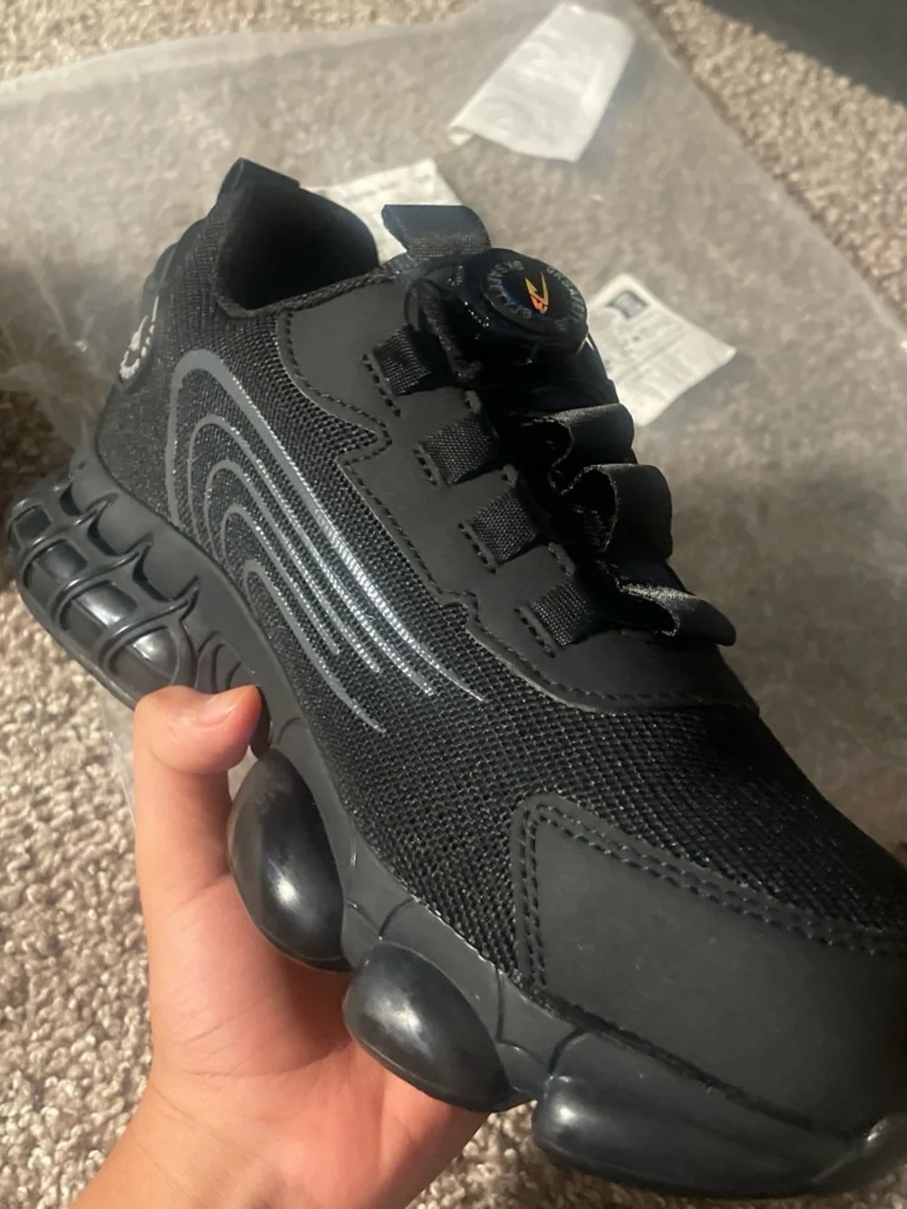 Men's Black Athletic Sneakers with Cushioning Sole